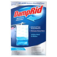 DampRid Fragrance Free Moisture Absorber Hanging Bag, 15.4 oz, 3 count