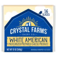Crystal Farms White American Cheese, 3/4 oz, 16 count