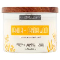 Candle-Lite Essential Elements Vanilla + Sandalwood Candle, 14.75 oz