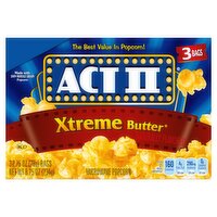 Act II Xtreme Butter Microwave Popcorn, 2.75 oz, 3 count