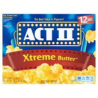 Act II Xtreme Butter Microwave Popcorn, 2.75 oz, 12 count, 33.01 Ounce