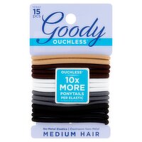 Goody Ouchless Medium Hair No-Metal Elastics, 15 count