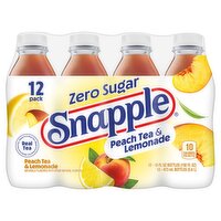 Snapple Zero Sugar Peach Tea & Lemonade, 16 fl oz, 12 count