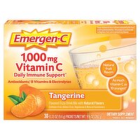 Emergen-C Tangerine Flavored Fizzy Drink Mix Dietary Supplement, 1,000 mg, 0.33 oz, 30 count, 9.9 Ounce