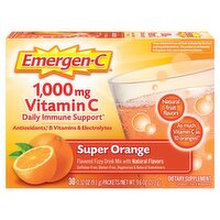 Emergen-C Super Orange Flavored Fizzy Drink Mix Dietary Supplement, 1,000 mg, 0.32 oz, 30 count, 9.6 Ounce