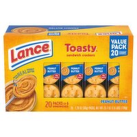 Lance Toasty Peanut Butter Sandwich Crackers Value Pack, 1.29 oz, 20 count, 25.7 Ounce