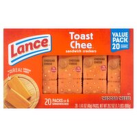 Lance Toast Chee Cheddar Cheese Sandwich Crackers Value Pack, 1.5 oz, 20 count