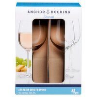 Anchor Hocking Ocean 14 oz Matera White Wine Glasses, 4 count