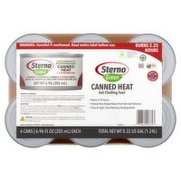 Sterno Green Gel Sustainable & Biodegradable Chafing Fuel Canned Heat, 6.96 fl oz, 6 count, 36.6 Fluid ounce