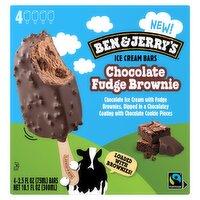 Ben & Jerry's Chocolate Fudge Brownie Ice Cream Bars, 2.5 fl oz, 4 count, 10.1 Fluid ounce