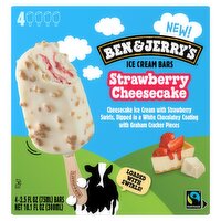 Ben & Jerry's Strawberry Cheesecake Ice Cream Bars, 2.5 fl oz, 4 count, 10.1 Fluid ounce