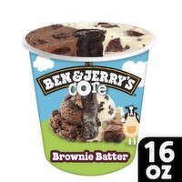 Ben & Jerry's Brownie Batter Chocolate & Vanilla Ice Cream Pint 16 Oz