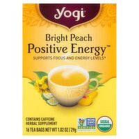 Yogi Bright Peach Positive Energy Herbal Supplement Tea Bags, 16 count, 1.02 oz