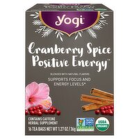 Yogi Cranberry Spice Positive Energy Herbal Supplement Tea Bags,16 count, 1.27 oz