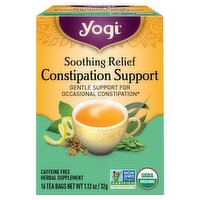 Yogi Soothing Relief Constipation Support Herbal Supplement Tea Bags, 16 count, 1.12 oz