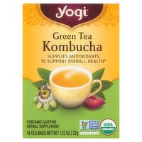 Yogi Green Tea Kombucha Herbal Supplement Tea Bags, 16 count, 1.12 oz