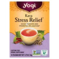 Yogi Kava Stress Relief Tea Bags Herbal Supplement Tea Bags, 16 count, 1.27 oz