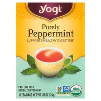 Yogi Purely Peppermint Herbal Supplement Tea Bags, 16 count, .85 oz