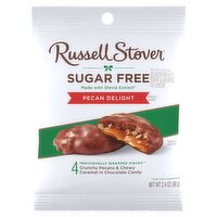 Russell Stover Sugar Free Crunchy Pecans & Chewy Caramel in Chocolate Candy, 4 count, 2.4 oz
