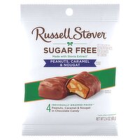 Russell Stover Sugar Free Peanuts, Caramel & Nougat in Chocolate Candy, 4 count, 2.4 oz