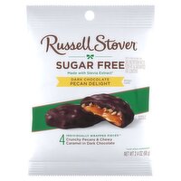 Russell Stover Sugar Free Dark Chocolate and Pecan Delight, 4 count, 2.4 oz, 2.4 Ounce