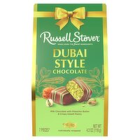 RUSSELL STOVER Dubai Style Milk Chocolate Candy Bar with Pistachio & Kataifi Gift Bag, 4.2 oz.