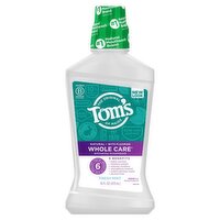 Tom's of Maine Whole Care Natural Fluoride Mouthwash, Fresh Mint, 16 oz. 6-Pack