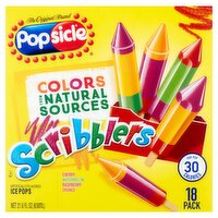 Popsicle Scribblers Cherry, Watermelon, Raspberry, Orange Ice Pops, 18 count, 21.6 fl oz