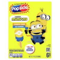 Popsicle Strawberry Banana, Blue Raspberry Frozen Confection Bars, 6 count, 12.17 fl oz