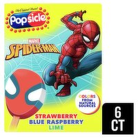 Popsicle Marvel Spider-Man Strawberry Blue Raspberry Lime Frozen Confection Bar, 6 count, 12 fl oz