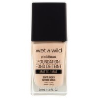 Wet n Wild Photo Focus 362C Soft Ivory Light Warm Matte Foundation, 1.0 fl oz