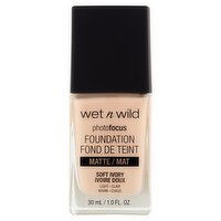 Wet n Wild Photo Focus 362C Soft Ivory Light Warm Matte Foundation, 1.0 fl oz