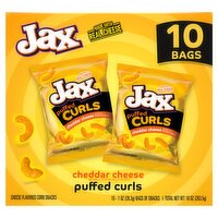 Jax Cheddar Cheese Flavored Corn Snacks Puffed Curls, 1 oz, 10 count