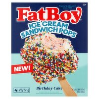 FatBoy Birthday Cake Ice Cream Sandwich Pops, 3.5 fl oz, 4 count