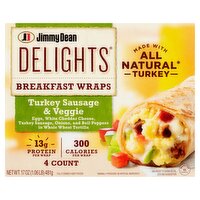 Jimmy Dean Delights Breakfast Wrap, Turkey Sausage & Veggies, Frozen, 4 Count