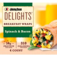 Jimmy Dean Delights Spinach & Bacon Breakfast Wraps, 4 count, 17 oz