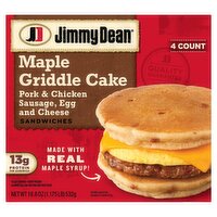 Jimmy Dean Pork & Chicken Sausage, Egg and Cheese Maple Griddle Cake Sandwiches, 4 count, 18.8 oz, 18.8 Ounce