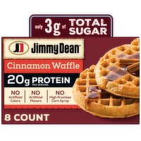 Jimmy Dean® Protein Cinnamon Waffles Fully Cooked Frozen Breakfast 8 Count - 11.28 oz, 11.28 Ounce