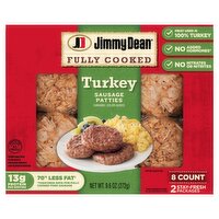 Jimmy Dean Fully Cooked Turkey Sausage Patties, 8 count, 9.6 oz