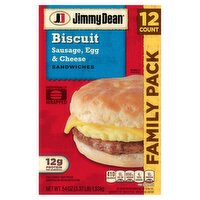 Jimmy Dean Biscuit Sausage Egg & Cheese Sandwiches Family Pack, 12 count, 54 oz, 54 Ounce