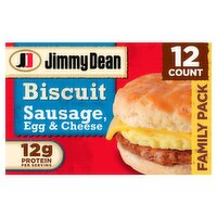 Jimmy Dean Biscuit Sausage Egg & Cheese Sandwiches Family Pack, 12 count, 54 oz