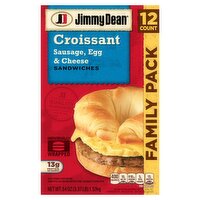 Jimmy Dean Croissant Sausage, Egg & Cheese Sandwiches Family Pack, 12 count, 54 oz, 54 Ounce