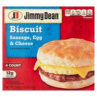 Jimmy Dean Biscuit Sausage, Egg & Cheese Sandwiches, 4 count, 18 oz