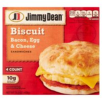 Jimmy Dean Egg, Cheese & Bacon Biscuit Sandwiches, 4 count, 14.4 oz, 14.4 Ounce