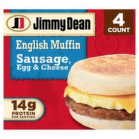 Jimmy Dean English Muffin Pork and Chicken Sausage, Egg, and Cheese Sandwiches, 4 count, 18.4 oz