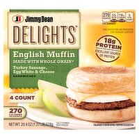 Jimmy Dean Delights English Muffin Sandwiches, 4 count, 20.4 oz, 20.4 Ounce