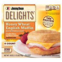 Jimmy Dean Delights Honey Wheat English Muffin Sandwiches, 4 count, 18 oz