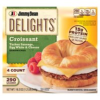 Jimmy Dean Delights Croissant Turkey Sausage Egg White & Cheese Sandwiches, 4 count, 19.2 oz, 19.2 Ounce