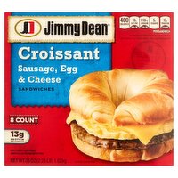 Jimmy Dean Sausage, Egg & Cheese Croissant Sandwiches, 8 count, 36 oz, 36 Ounce