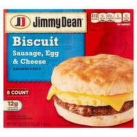 Jimmy Dean Sausage, Egg & Cheese Biscuit Sandwiches, 8 count, 36 oz